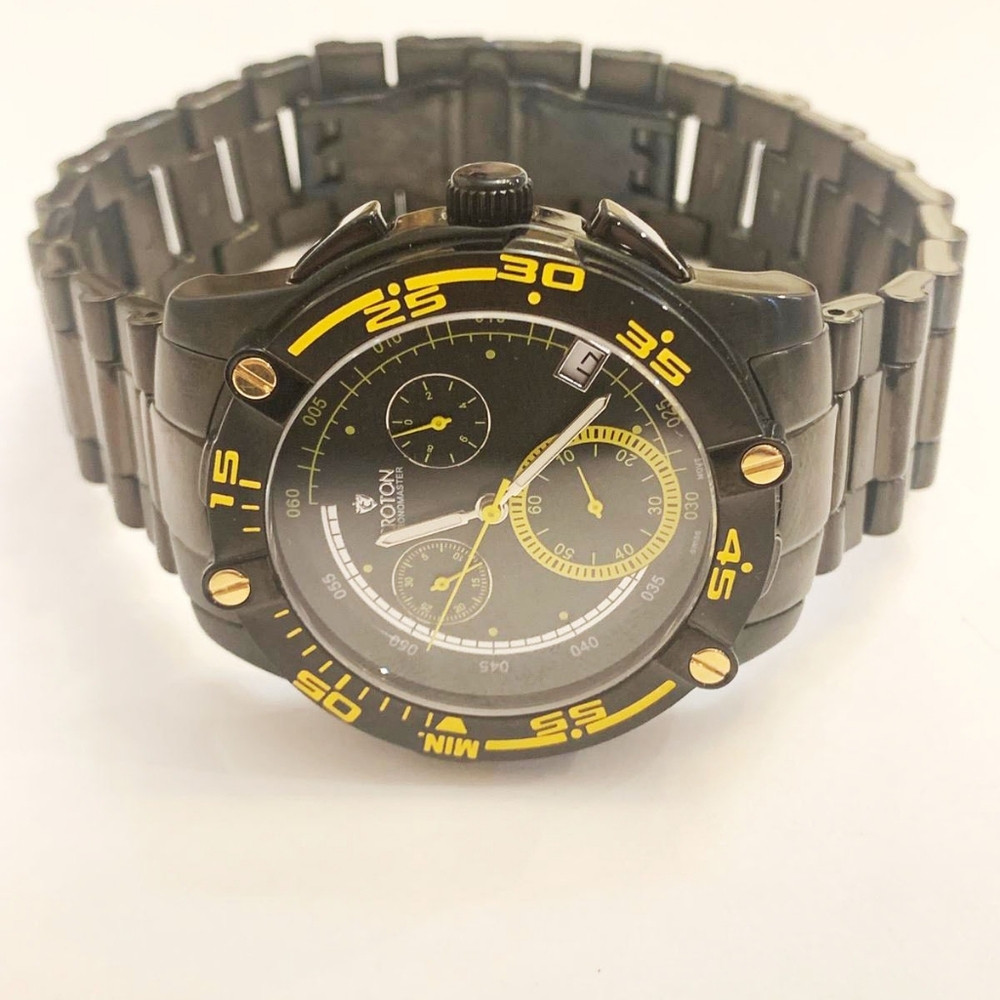 Croton Chronomaster Black Stainless Steel Watch